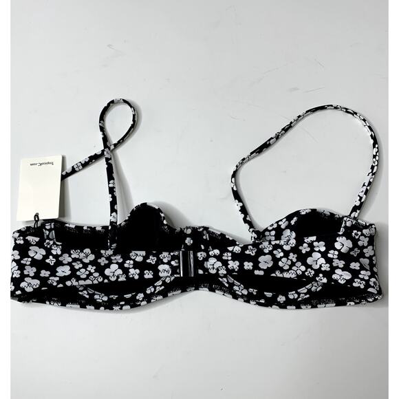 Tropic of C Coco Bikini Top Flora Floral Womens New Large Black White - Picture 4 of 13